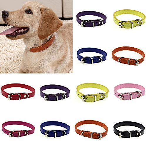 H87yC4ra Collar De Piel Sintética Para Mascotas, Correa De Cuello Con Hebilla Ajustable Para Perro Pequeño, Cachorro, Gato, Decoración Para Mascotas Blanco S