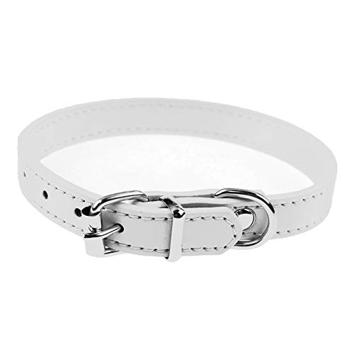 H87yC4ra Collar De Piel Sintética Para Mascotas, Correa De Cuello Con Hebilla Ajustable Para Perro Pequeño, Cachorro, Gato, Decoración Para Mascotas Blanco S