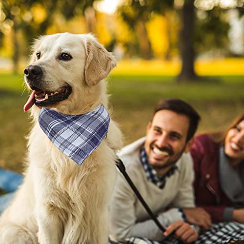 HACRAHO Bandana para perro con botón, 2 piezas lavable triángulo de algodón doble capa triángulo bufanda para perro bufanda para perros gatos, estrella de cinco puntas y cuadros, M