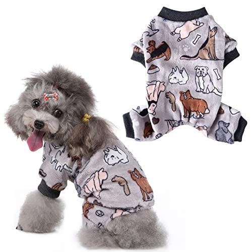 HACRAHO Pijamas para mascotas, 1 pieza de ropa para mascotas para pijamas de perro, camisetas de algodón suave, ropa de cuatro piernas para mascotas, gris