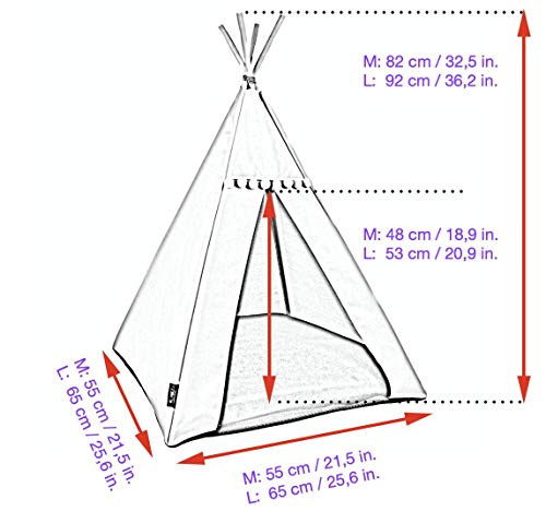 Halkalife Tipi para perros con pompones, tienda impermeable para perros y tienda de lujo para cachorros, wigwam, casa para perros, nido para perros (L, gris, gris)