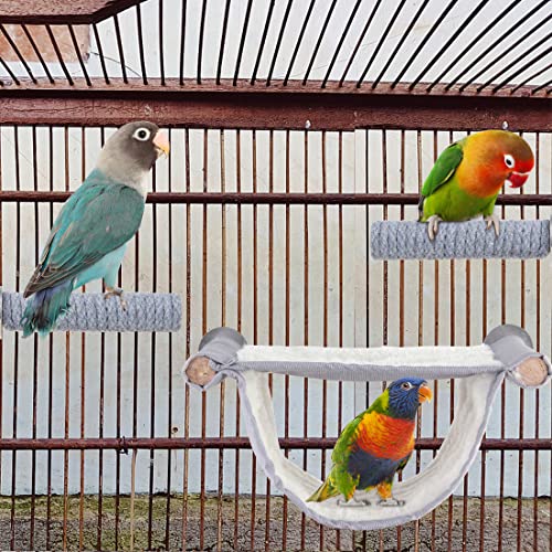 Hamaca de nido de pájaro para casa de loro de animales pequeños para colgar en la jaula de pájaros, accesorios para percas de cuerda de pie periquito, cacatúas, juguetes masticables (grande, juego-B)