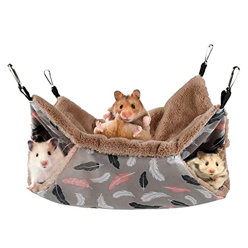 Hamaca para Animales Pequeños,Hamaca Hamster,Hamaca para Mascotas de Doble Capa con 4 Ganchos ,20x20cm,Adecuado para Jaulas de Mascotas, Hurones, Ardillas, Conejillos de Indias para Jugar y Dormir