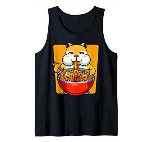 Hámster Kawaii Ramen Animal Soba Udon Anime Manga Roedor Camiseta sin Mangas