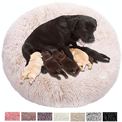 HANHAN cómoda cama para perro XXL cueva de donut calmante mimbre ortopédico ansiedad 2 perros mayores sofá redondo lavable a máquina cesta de dormir suave Jumbo tamaño mediano extra grande cojín