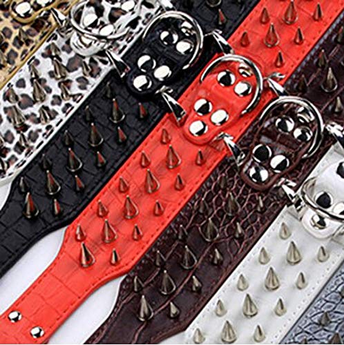 haoyueer Collar de perro con tachuelas afiladas de 5 cm de ancho, elegantes collares de piel para perros medianos y grandes Pitbull, labrador, boxeador Rottweiler pastor alemán... (XL, camuflaje)