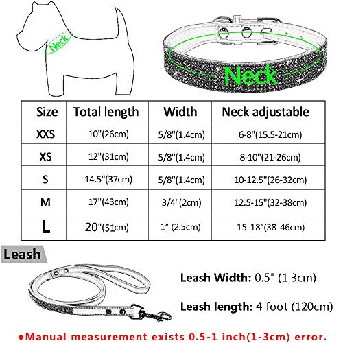 haoyueer Lindo Deslumbrante y Elegante Elegante de Gamuza Suave de Cuero con Diamantes de Imitaci de Cristal Jeweled Pet Cat Dog Dog Collar de Perro Correa Combo Set