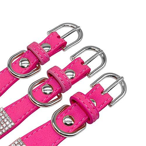 haoyueer Lindo Deslumbrante y Elegante Elegante de Gamuza Suave de Cuero con Diamantes de Imitaci de Cristal Jeweled Pet Cat Dog Dog Collar de Perro Correa Combo Set