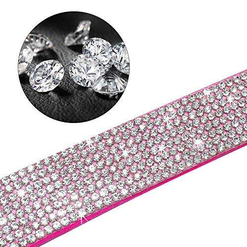 haoyueer Lindo Deslumbrante y Elegante Elegante de Gamuza Suave de Cuero con Diamantes de Imitaci de Cristal Jeweled Pet Cat Dog Dog Collar de Perro Correa Combo Set