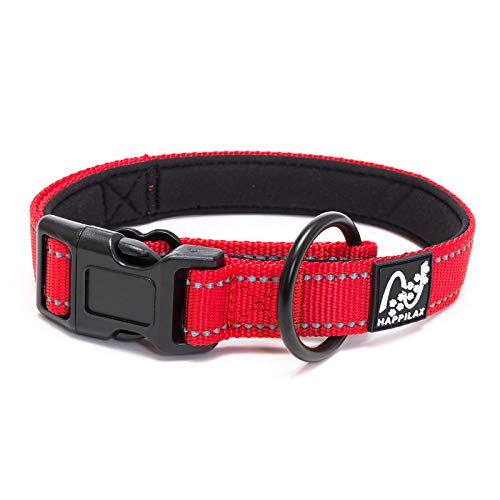 Happilax Collar Perro Grande y Fuerte Acolchado, Antitirones, Ajustable y Reflectante para Correa