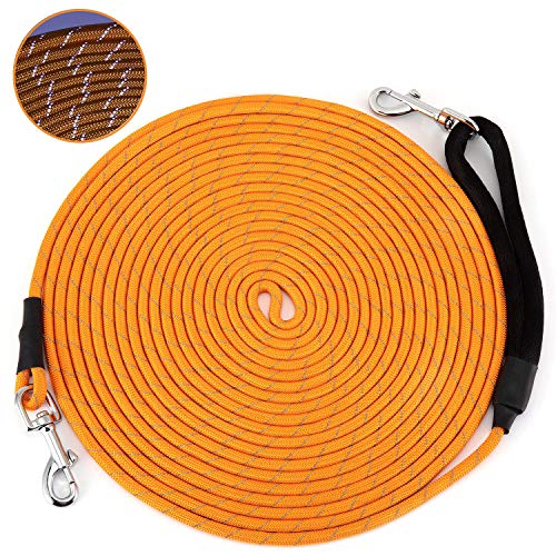 HAPPY HACHI Correa de Adiestramiento para Perros 5m, Larga Correas Caninas Nylon Reflectante Resistente para Camping Paseo, Naranja