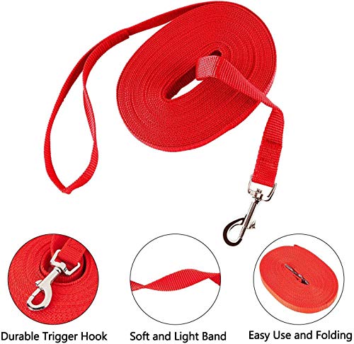 HAPPY HACHI Correa Larga Perro 33 Metros, Correas Adiestramiento para Perros Nylon Larga Resistente para Entrenamiento Camping Paseo, Rojo