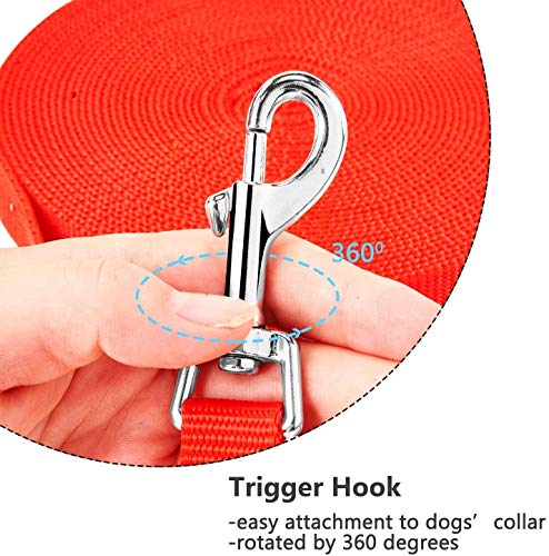 HAPPY HACHI Correa Larga Perro 33 Metros, Correas Adiestramiento para Perros Nylon Larga Resistente para Entrenamiento Camping Paseo, Rojo