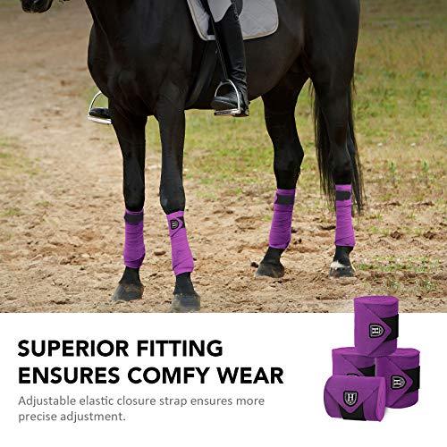 Harrison Howard Essential Horse - Juego de 4 vendas para piernas de polo, color morado