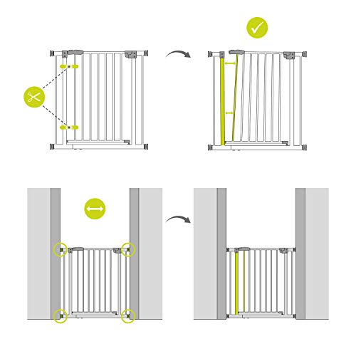 Hauck Barrera de Seguridad de Niños para Puertas y Escaleras Stop N Safe 2 Safety incl. Extension 9 cm, Sin Agujeros, 84 - 89 cm, Metal, Gris