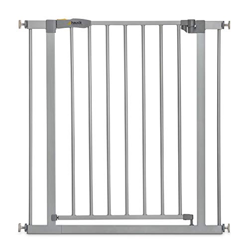 Hauck Barrera de Seguridad de Niños para Puertas y Escaleras Stop N Safe 2 Safety, Sin Agujeros, 75 - 80 cm, Extensible con Extensiones por Separado, Metal y Madera, Gris