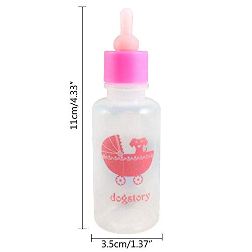 Haudang Pet Nurser Enfermería Enfermería Alimentación Kit de botellas de silicona con pezones de repuesto, alimentación de agua con leche para gatitos, hámsters y otros animales pequeños, 60 ml (rosa)