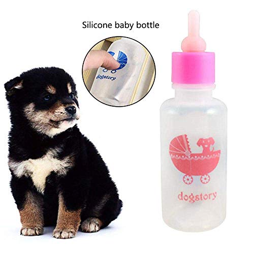 Haudang Pet Nurser Enfermería Enfermería Alimentación Kit de botellas de silicona con pezones de repuesto, alimentación de agua con leche para gatitos, hámsters y otros animales pequeños, 60 ml (rosa)