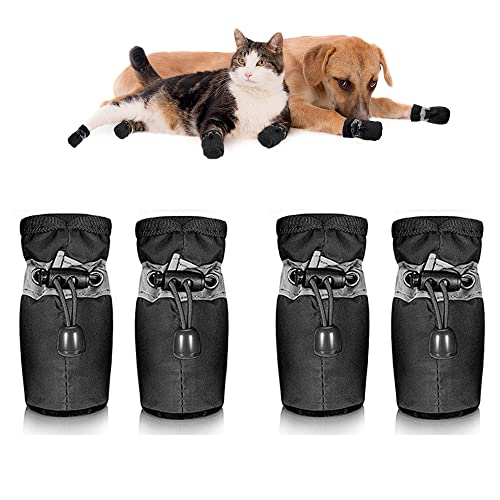 Havenfly Patucos Perro y Gatos, Botas para Perros Impermeables Reflexivo y Protector Patas Perro, Calcetines Perro Antideslizantes, Zapatos para Perros y Gatos PequeñOs para Interiores