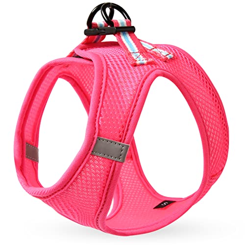 HEELE Arnés Chaleco Gatito Perro Pequeño Ajustable Suave Acolchado Cómodo para Viajar Pasear con Mascota Pequeña Cachorro Chihuahua, Rosado, XS