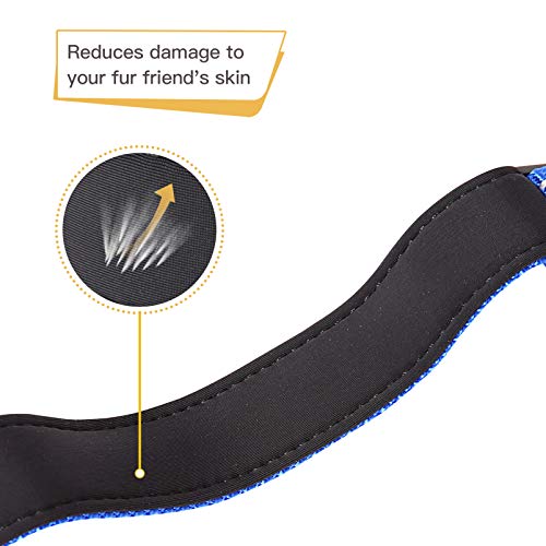 HEELE Collar Perro, Collar Nylon Reflectante Neopreno Forrado Ajustable para Perro Grande, Azul Oscuro , L