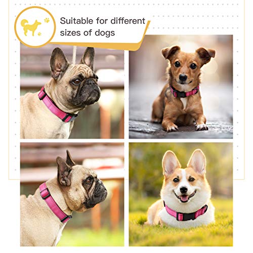 HEELE Collar Perro, Collar Nylon Reflectante Neopreno Forrado Ajustable para Perro Grande, Rosado, L