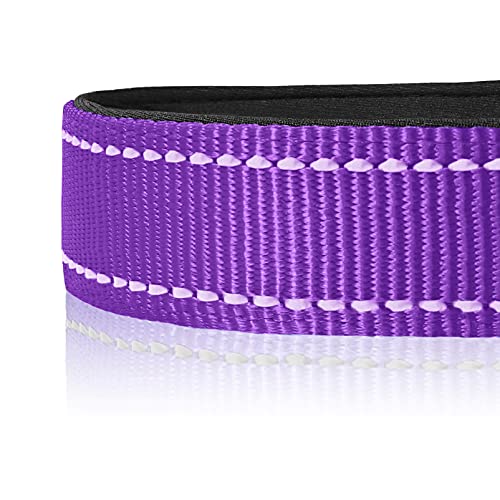 HEELE Collar Perro, Collar Nylon Reflectante Neopreno Forrado Ajustable para Perro Pequeño, Morado, S