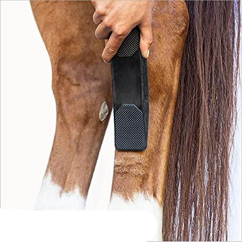 Hengqiyuan 2Pcs Peine de Masaje para Caballos 6 en 1, Masajeador para el Cuidado del Cabello para Caballos, Peluquero Suave para Depilación Suelta Seca de Caballos,Negro