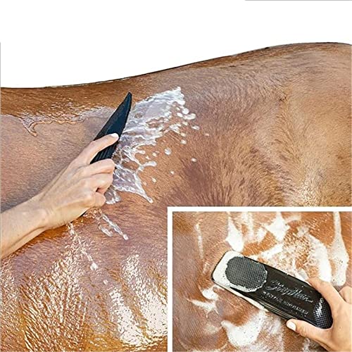 Hengqiyuan 2Pcs Peine de Masaje para Caballos 6 en 1, Masajeador para el Cuidado del Cabello para Caballos, Peluquero Suave para Depilación Suelta Seca de Caballos,Negro