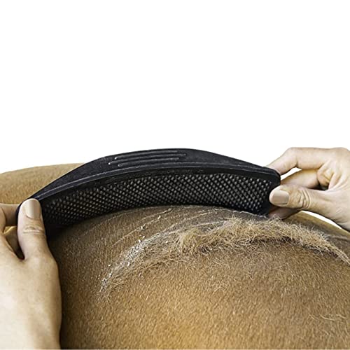 Hengqiyuan 2Pcs Peine de Masaje para Caballos 6 en 1, Masajeador para el Cuidado del Cabello para Caballos, Peluquero Suave para Depilación Suelta Seca de Caballos,Negro