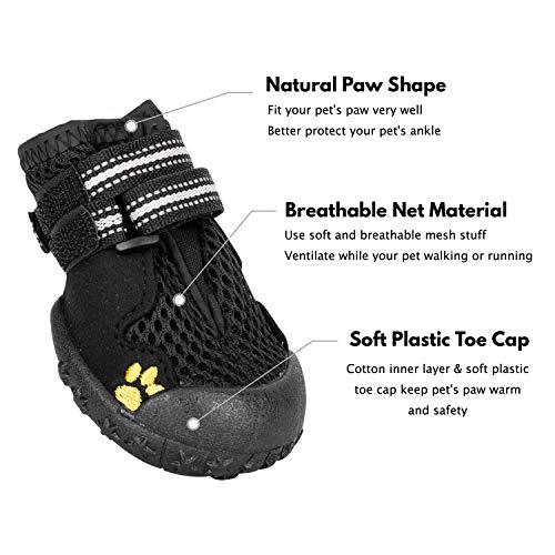 Hengu Botas Protectoras de la Pata del Perro, Zapatos Antideslizantes para Mascotas con Diseño de Hebilla Nylon para Escalada, Largas Caminatas, Caminata de Invierno