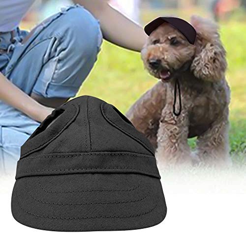 Hffheer Gorra de béisbol para Perros Mascota Ajustable Gorra Deportiva Gorra para Exteriores Gorra de béisbol con protección Solar Diseño de Visera Gorra Deportiva para Perros con Agujeros (S Negro)