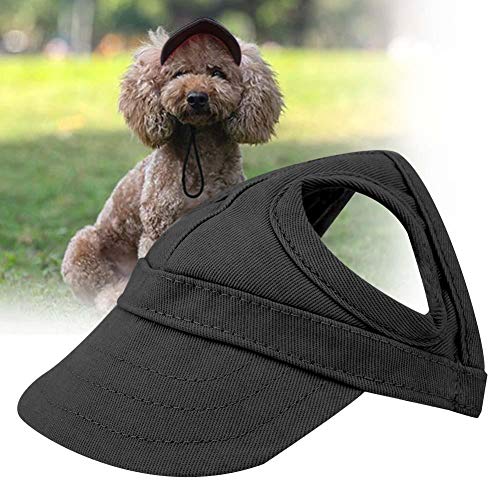 Hffheer Gorra de béisbol para Perros Mascota Ajustable Gorra Deportiva Gorra para Exteriores Gorra de béisbol con protección Solar Diseño de Visera Gorra Deportiva para Perros con Agujeros (S Negro)