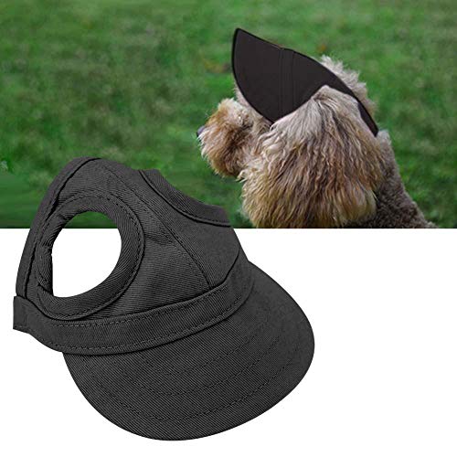 Hffheer Gorra de béisbol para Perros Mascota Ajustable Gorra Deportiva Gorra para Exteriores Gorra de béisbol con protección Solar Diseño de Visera Gorra Deportiva para Perros con Agujeros (S Negro)