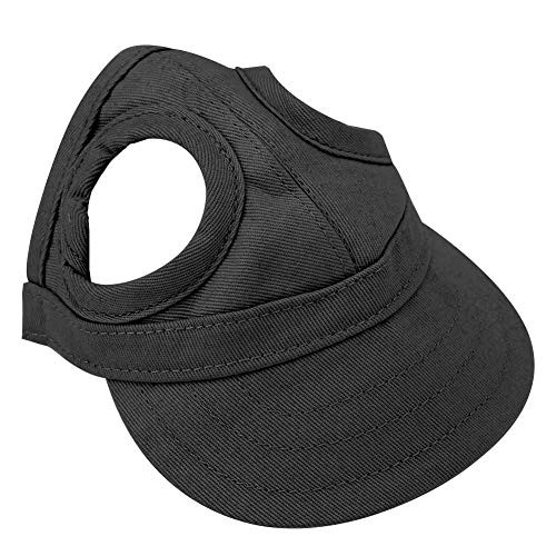 Hffheer Gorra de béisbol para Perros Mascota Ajustable Gorra Deportiva Gorra para Exteriores Gorra de béisbol con protección Solar Diseño de Visera Gorra Deportiva para Perros con Agujeros (S Negro)