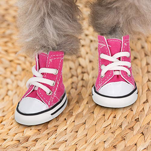 Hffheer Perro Mascota Cachorro Lona Calzado Deportivo Denim Zapatos para Perro Mascota Botas de Zapatilla Protectores de la Pata Cachorros Zapatos para Perros (3Código)