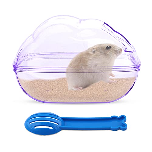 Hileyu 1 Pcs Hamster Sand Bath Container with Shovel Hamster Bathroom Hamster Sand Bathroom Hamster Litter Tray Small Pet Bathtub for Syrian Hamster Guinea Pig Gerbil Dwarf Rat Mice Light Purple S