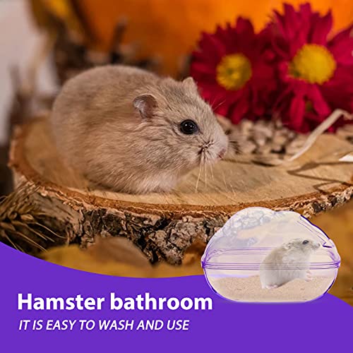 Hileyu 1 Pcs Hamster Sand Bath Container with Shovel Hamster Bathroom Hamster Sand Bathroom Hamster Litter Tray Small Pet Bathtub for Syrian Hamster Guinea Pig Gerbil Dwarf Rat Mice Light Purple S