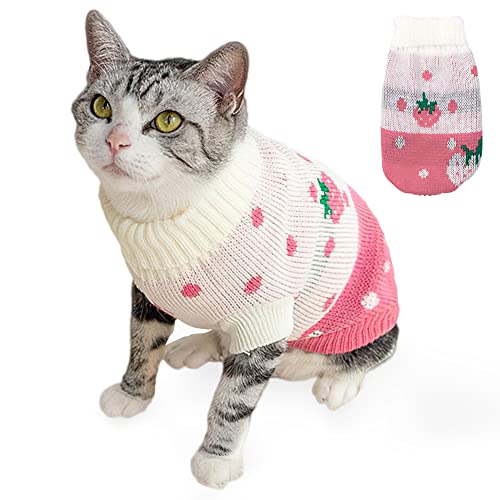 Hillylolly Jersey de Punto para Gatos, Ropa para Mascotas, Suéter de Perro Gato, Ropa Linda para Gatos, Chaleco para Gatos Sin Pelo, Ropa para Gatos Invierno, Mantener Caliente (M)