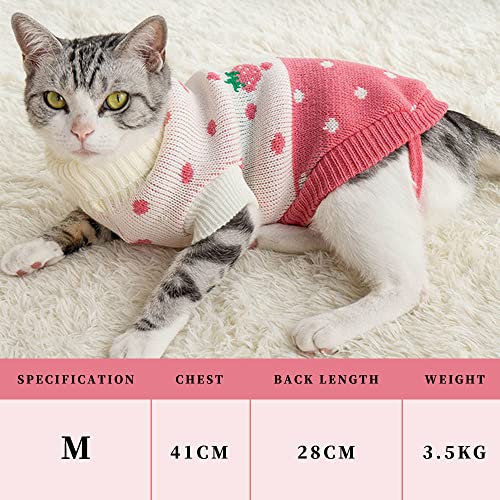 Hillylolly Jersey de Punto para Gatos, Ropa para Mascotas, Suéter de Perro Gato, Ropa Linda para Gatos, Chaleco para Gatos Sin Pelo, Ropa para Gatos Invierno, Mantener Caliente (M)