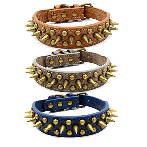 HMGANG Collar de Perro con Tachuelas 1 UNID Perro DE Cuero Tachuelas Punk Punk para pequeños Perros MEDIANDO Perros Mejores Pet Collar ANTRIENTE PETRY PETRY PETRYS CUELDOG BIENTOG