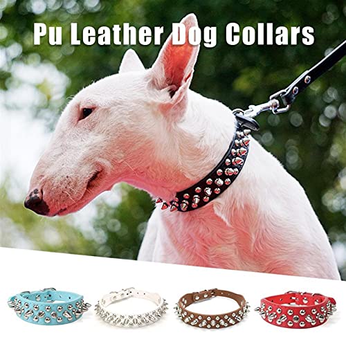 HMGANG Collar de Perro con Tachuelas Divertido Pet PU Cuello de Cuero Remaches de Perro Collares de autoprotección Ajustable Spiked Studded Remaches Perrito Pequeño Pet Colllar