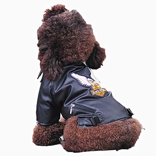 Hmpet Abrigo de Invierno para Perro,Chaqueta Impermeable de Cuero PU para Mascotas para Perros Ropa para Mascotas, Chaqueta de Cuero para Perros pequeños, medianos y Grandes,Negro,XXL