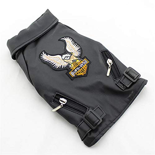 Hmpet Abrigo De Invierno para Perros Chaqueta De Moto De Cuero para Perro, Abrigo De Chaqueta De Cuero Perro Fresco Ropa De Invierno Cálida para Mascotas, Impermeable A Prueba De Viento,Negro,XXL