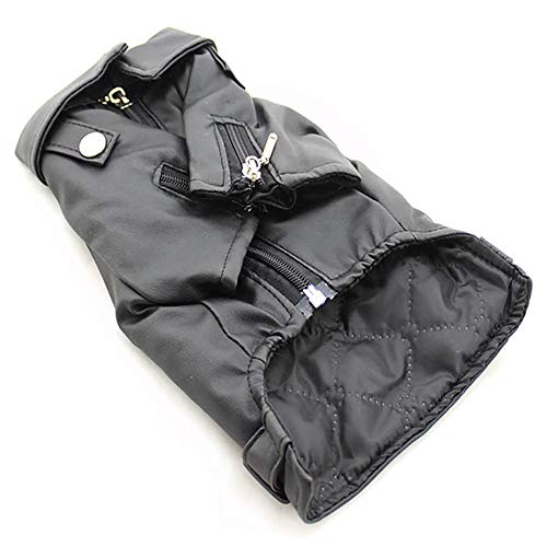 Hmpet Abrigo De Invierno para Perros Chaqueta De Moto De Cuero para Perro, Abrigo De Chaqueta De Cuero Perro Fresco Ropa De Invierno Cálida para Mascotas, Impermeable A Prueba De Viento,Negro,XXL