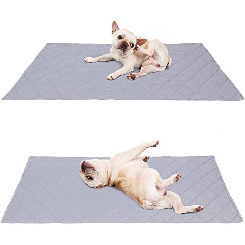 Hmpet Alfombra De Enfriamiento para Perros Extra Grandes, Reversible Almohadilla De Enfriamiento Automático para Mascotas Perros Gatos Lavable En La Lavadora Respirable (110 * 80 Cm, Gris)