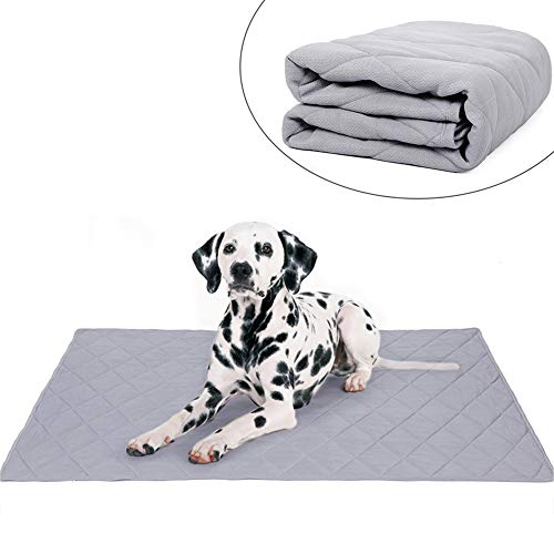 Hmpet Alfombra De Enfriamiento para Perros Extra Grandes, Reversible Almohadilla De Enfriamiento Automático para Mascotas Perros Gatos Lavable En La Lavadora Respirable (110 * 80 Cm, Gris)