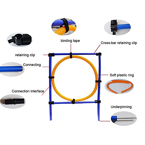 Hmpet Equipo de Agilidad Perro con Bolsa de Almacenamiento, Entrenamiento para Perros Vallas Deportivas Bastones de Slalom Anillo de Salto de Agilidad Anillo de Salto de Vallas de Entrenamiento