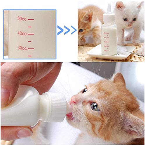 ho Biberón para animales domésticos, 50 ml, juego de 6 piezas, cepillo para cachorros, para mascotas, botellas, Nursing Care, botella de leche y pezón, kit de lactancia para cachorro