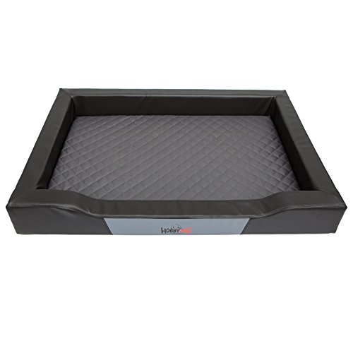 Hobbydog Cama para Perros Delux, Color Negro, tamaño XL, 93 x 62 cm, Piel sintética + Material de codtura Resistente.